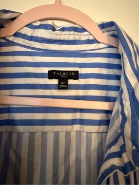 Talbots Petite Blue and White Striped Shirt